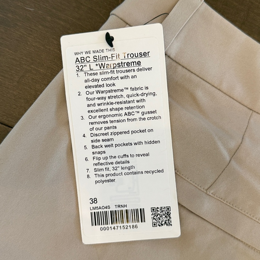 NWT LuluLemon ABC Slim-Fit Trouser 32L Warpstreme - Picture 3 of 5